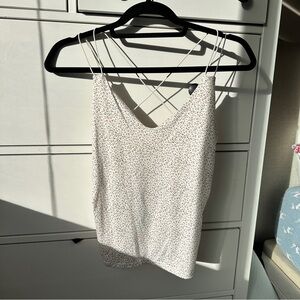 White mini cheetah print cross strap top